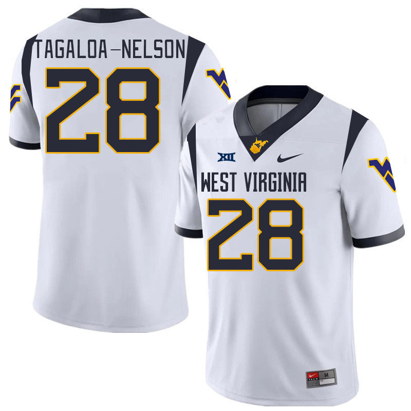 Men #28 Aden Tagaloa-Nelson West Virginia Mountaineers College 2024 New Uniforms Football Jerseys St